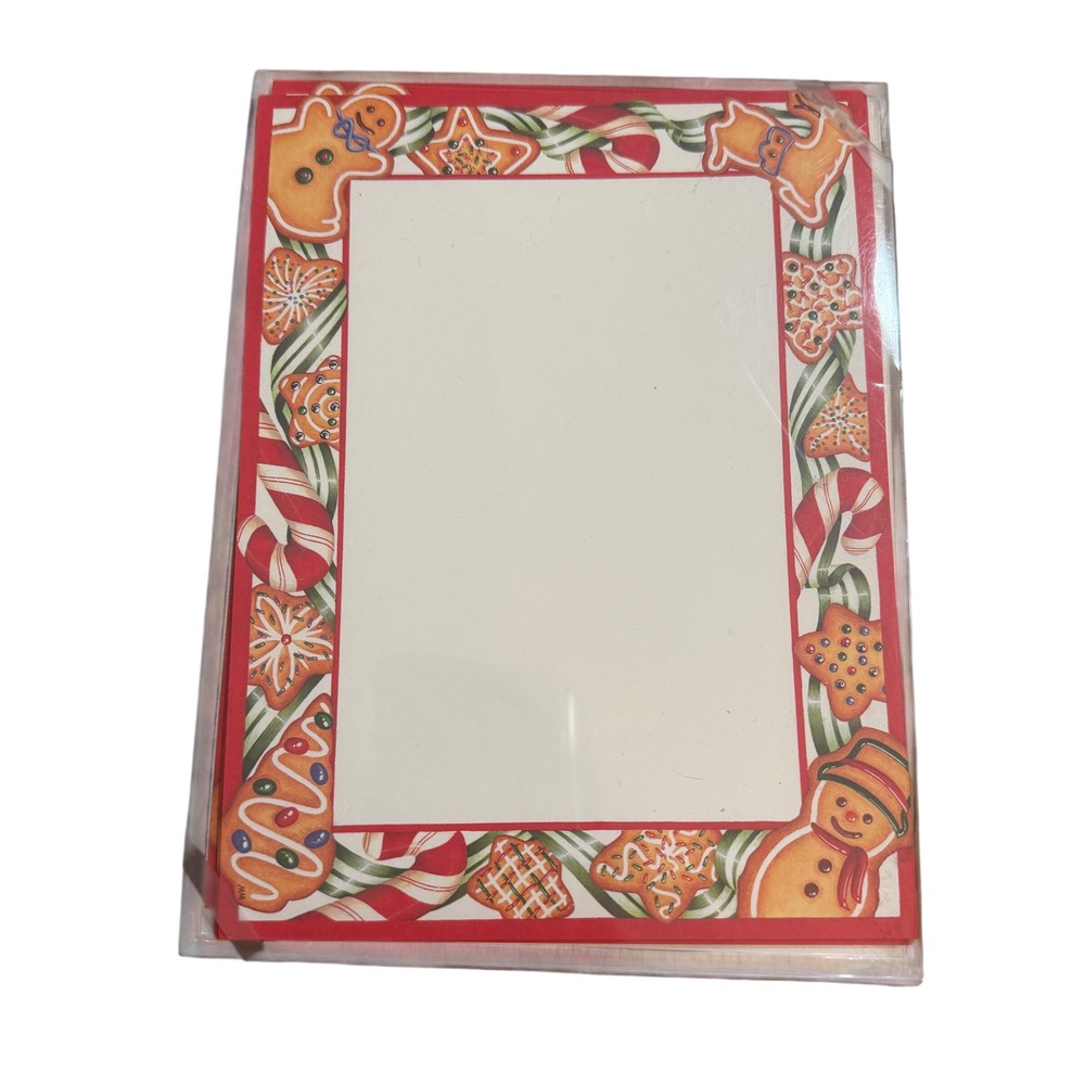 MM's Designs Christmas Stationery Set 10 Cards Envelopes Gingerbread Snowman